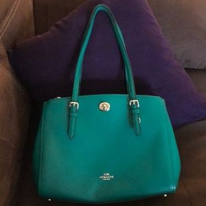 Beautiful emerald green Coach bag used once
